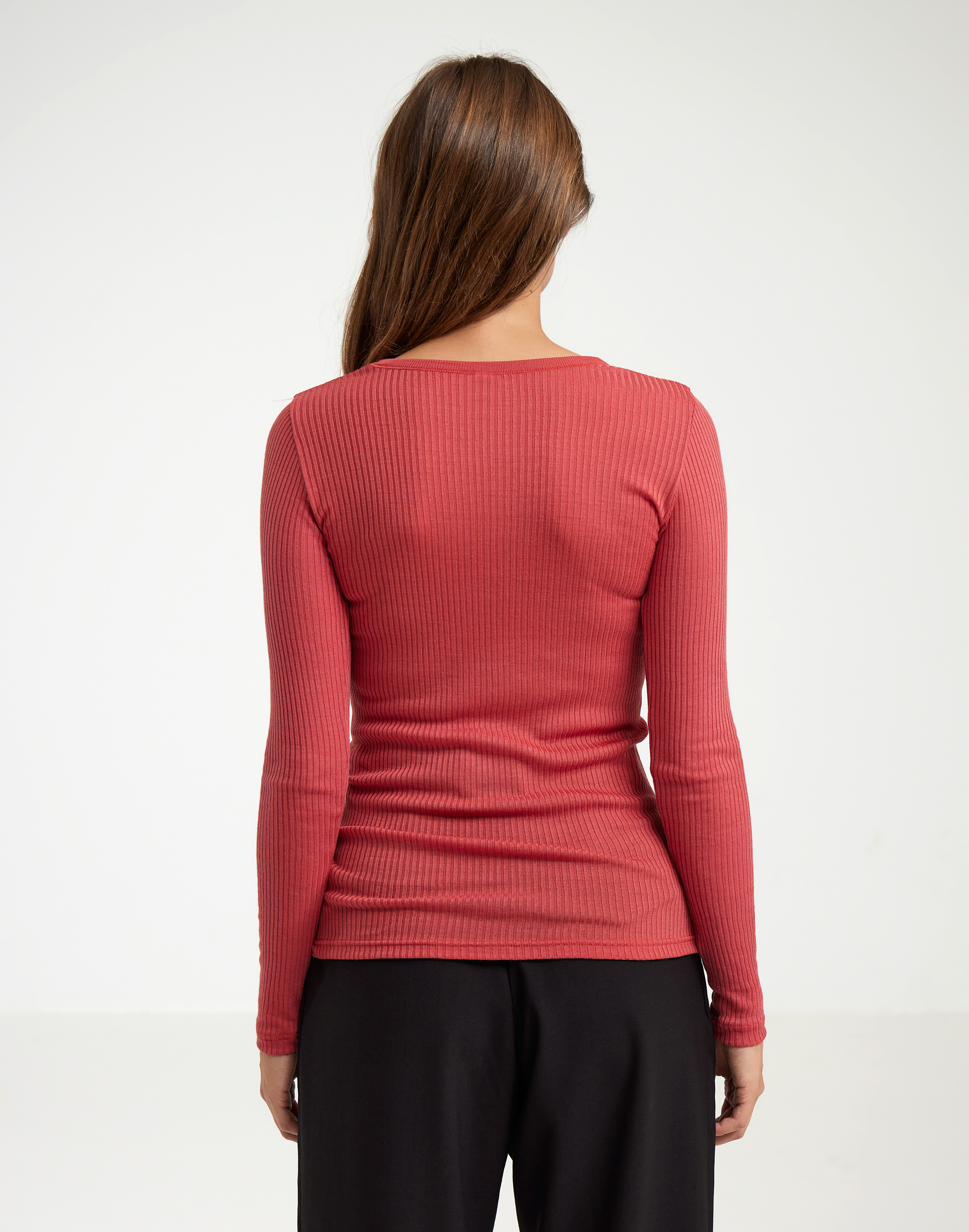Shirt van merinowol voor dames in Retro-rood