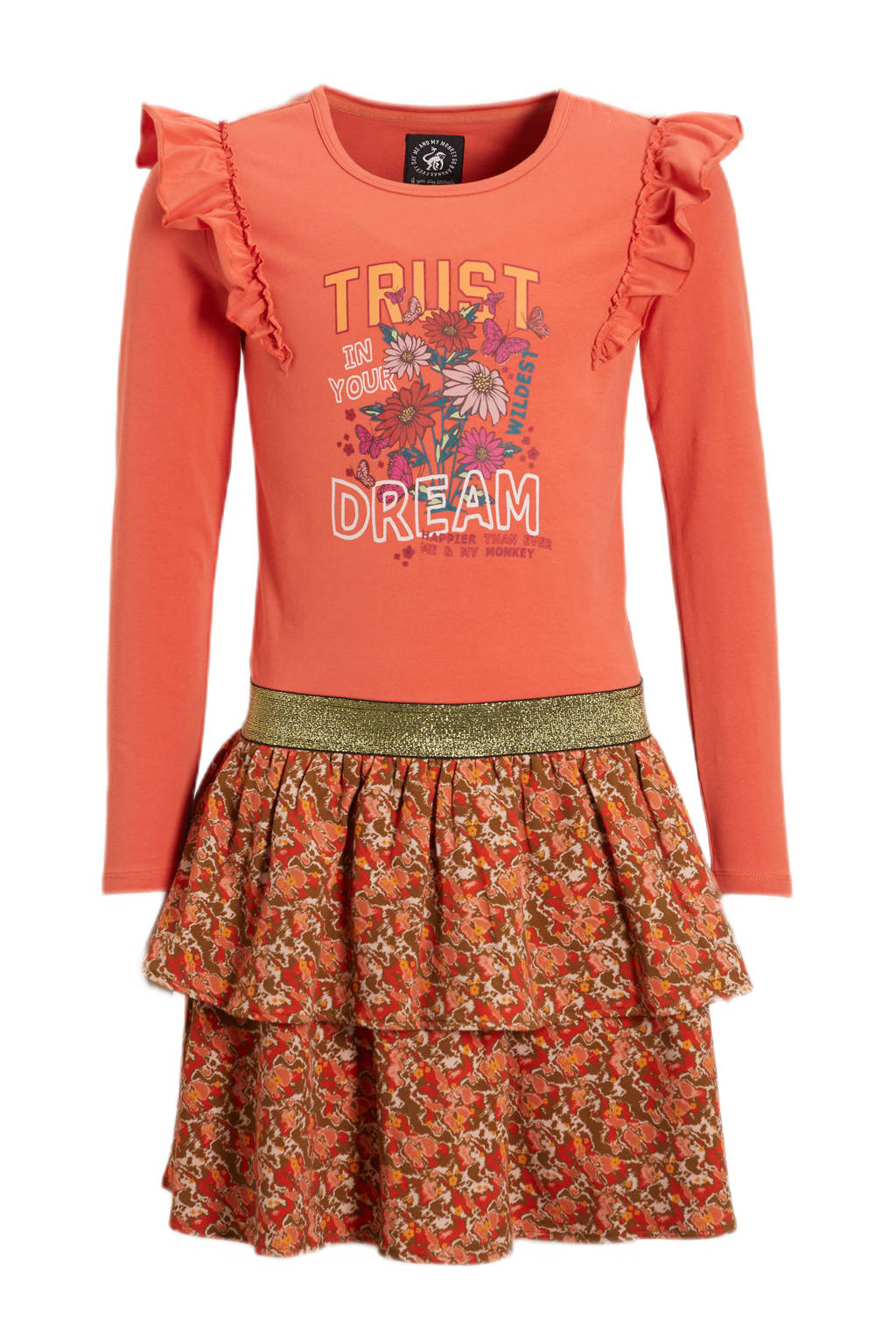 Me & My Monkey jurk Nancy met printopdruk oranje