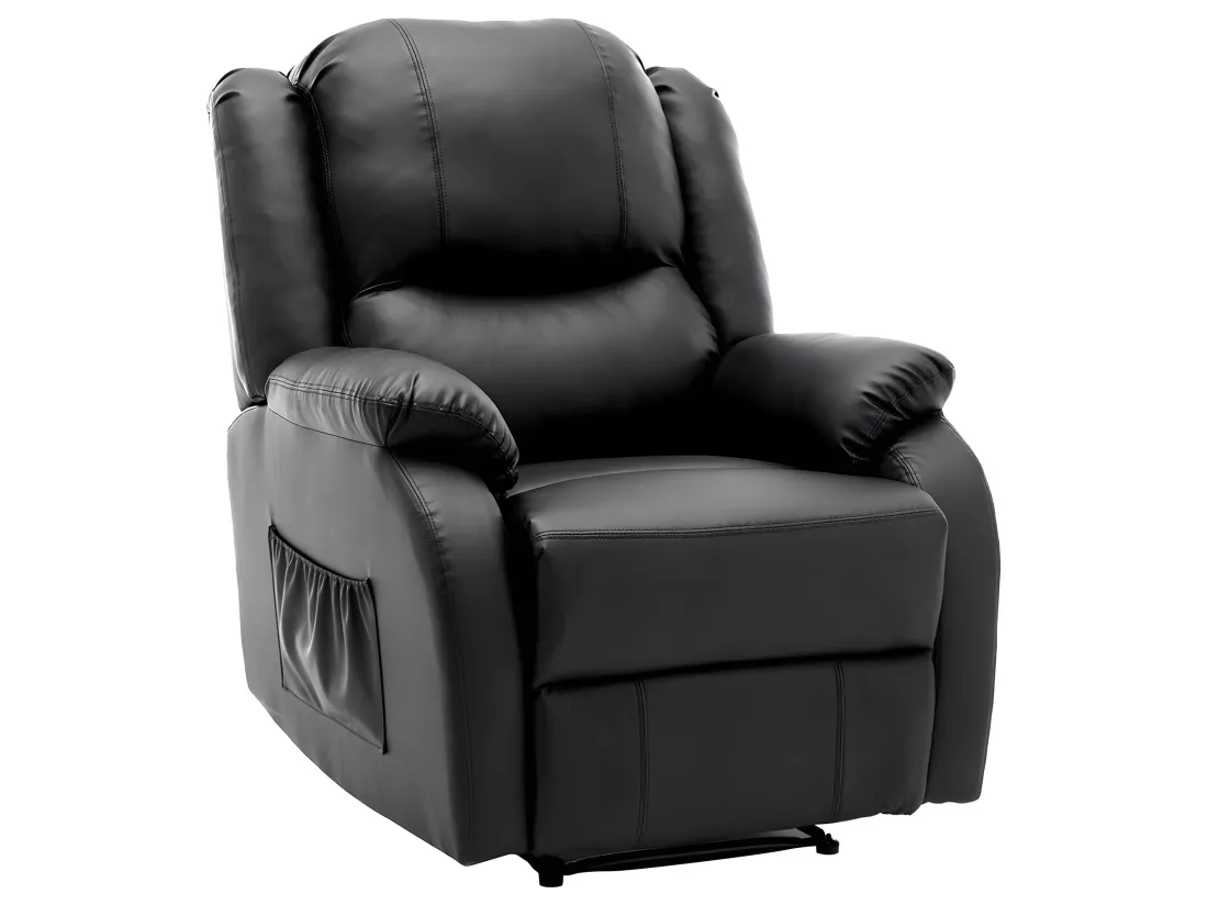 Fauteuil relax en cuir - Noir - Sweiko