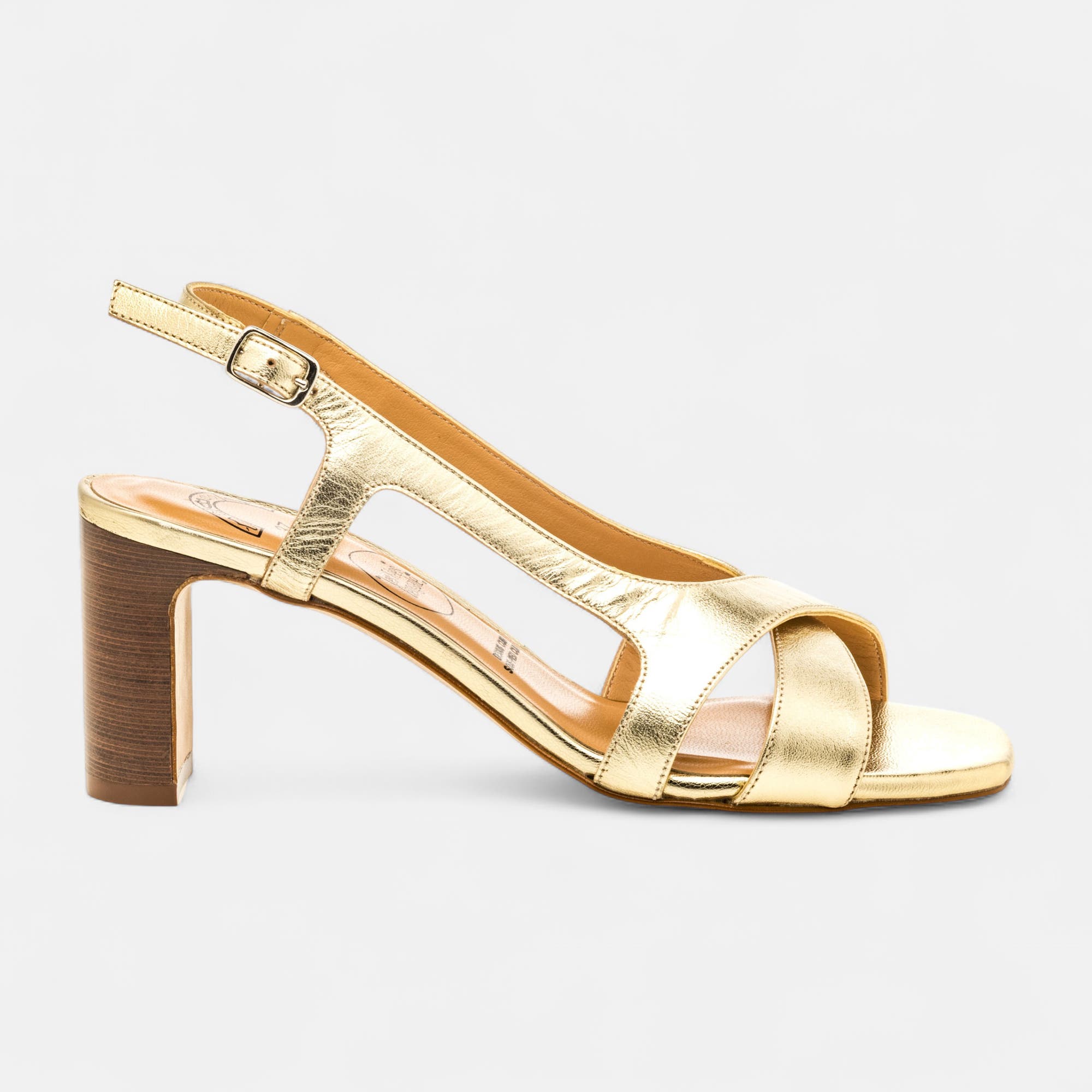 Nu-pieds à talon Femme en cuir or
