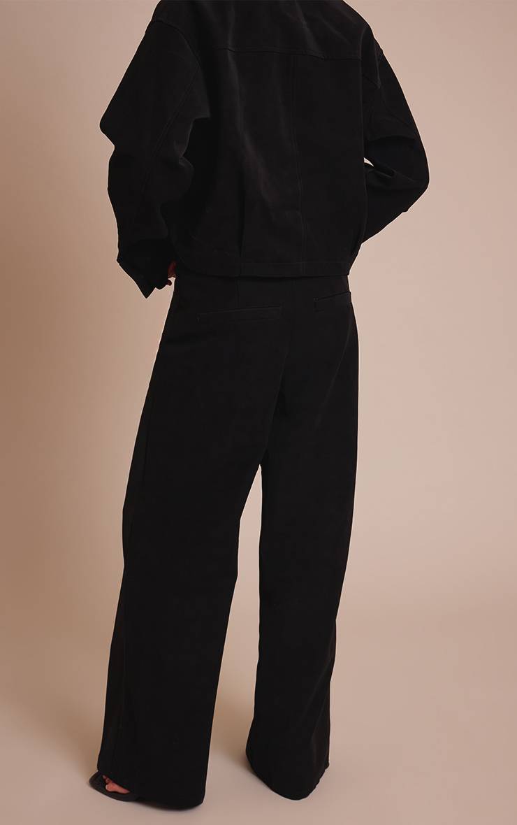 Noir Pantalon Large En Synthétiquecuir Délavé Ensemble Coordonné