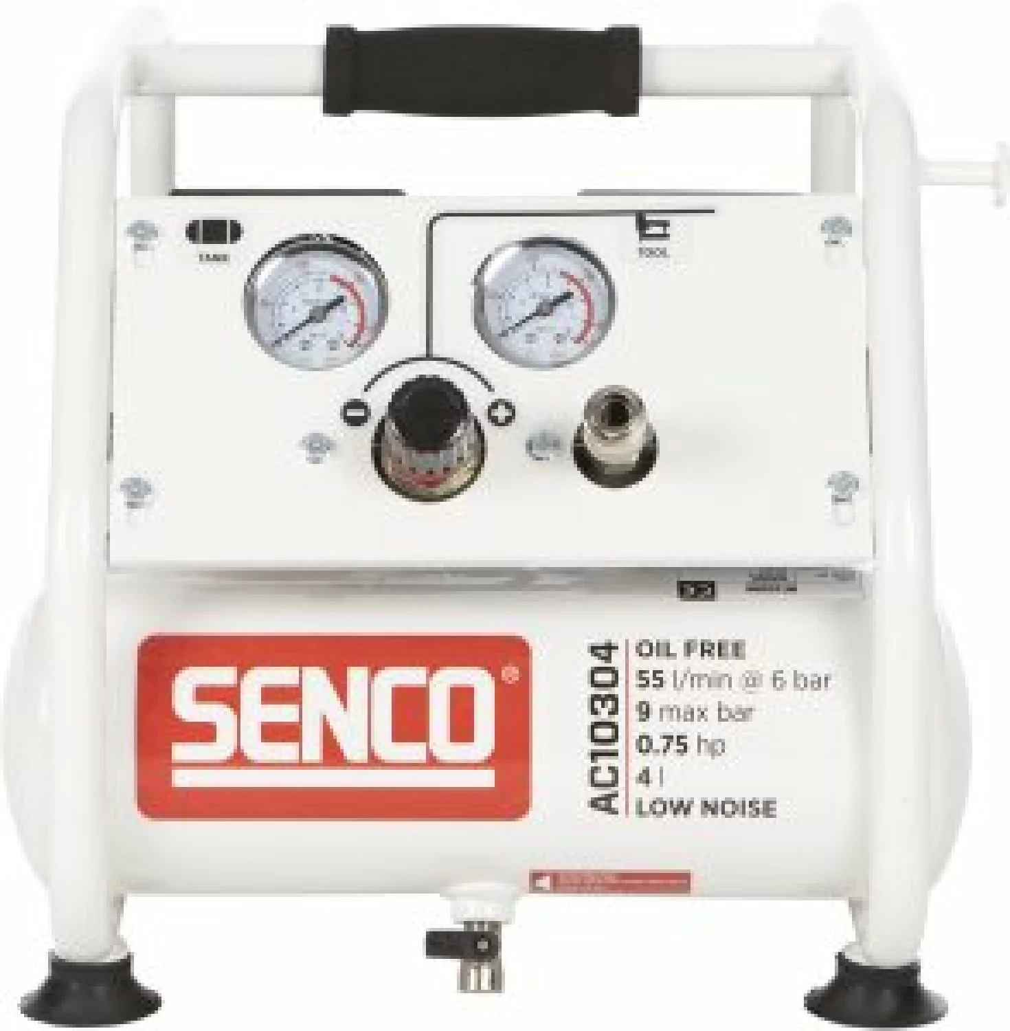 Senco AC10304 Compressor - Geluidsarm - 550W - 9 bar - 4L - 55L/m