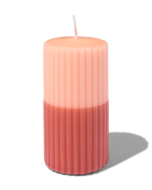 bougie brute 7 x 13 cm striée rose