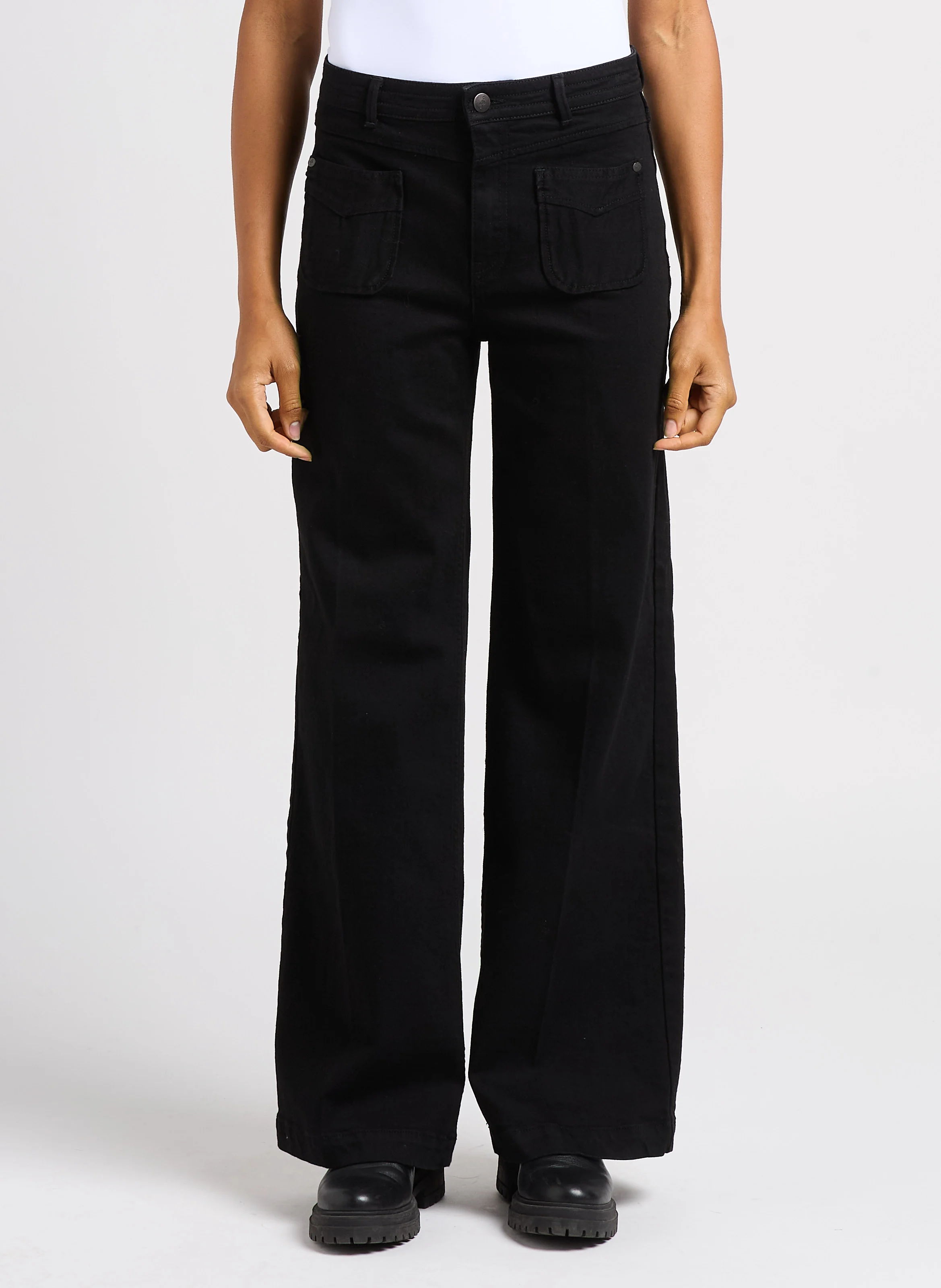LE HAILEY - Jean large en coton stretch | Noir
