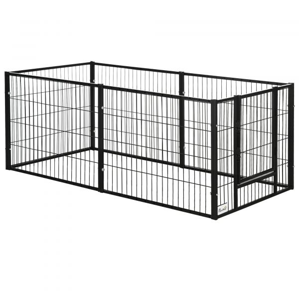 Pawhut Parque de 6 Painéis com Largura Ajustável e Estrutura de Aço 82,5-150x79x61 cm Preto