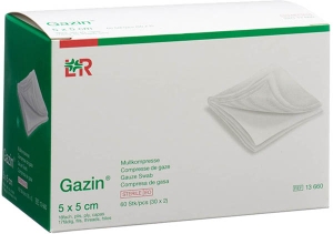 GAZIN Mullkompressen 5 x 5 cm 16-fach unsteril, 100 Stück