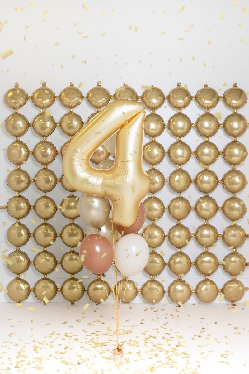 4 Jaar Cijfer Ballon Goud Satijn Folie Leeg 86cm