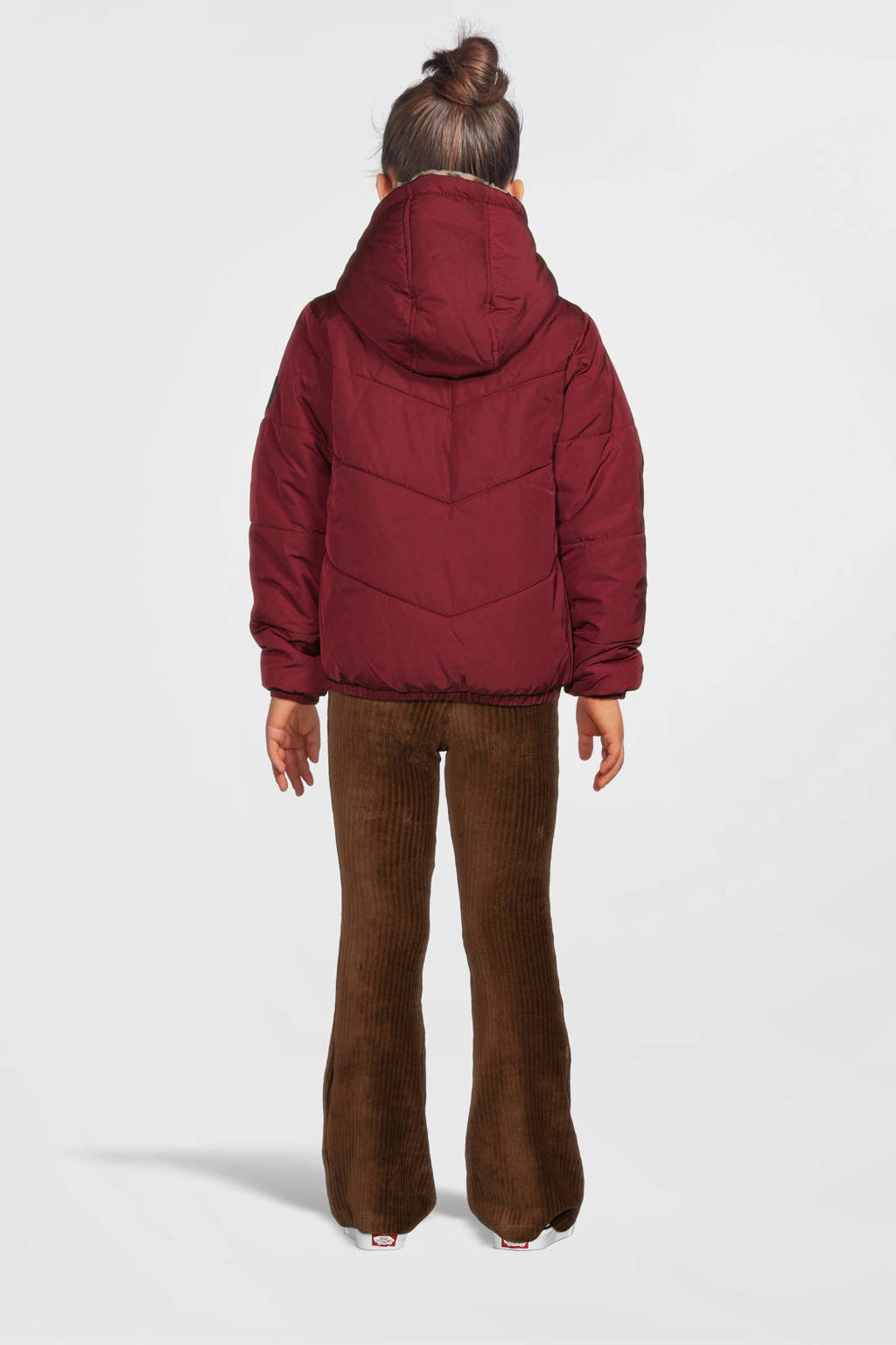 B.Nosy reversible gewatteerde winterjas Jamie met panterprint warmrood/oranje/bruin