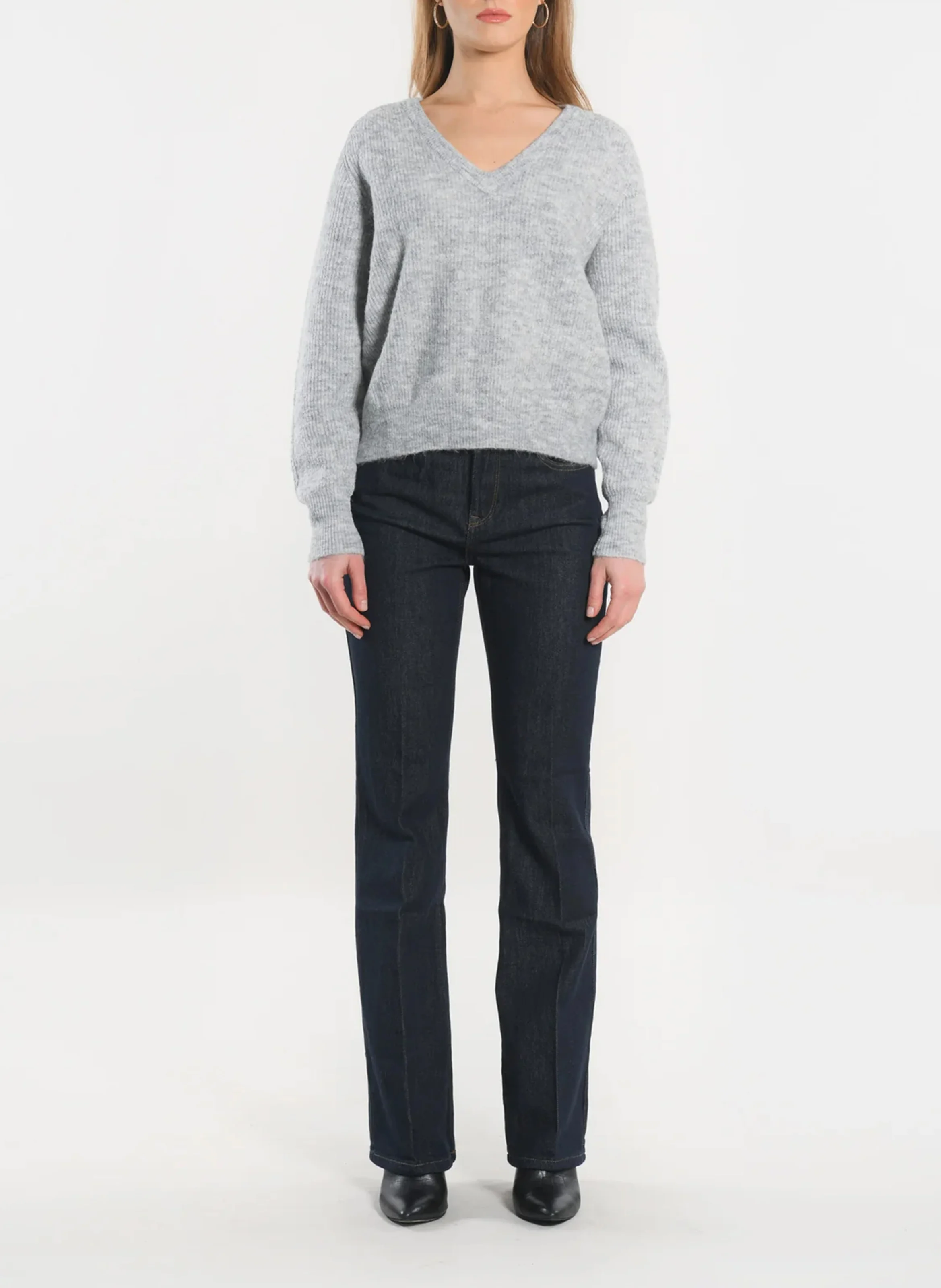 DANNA - Gilet droit col rond| Gris
