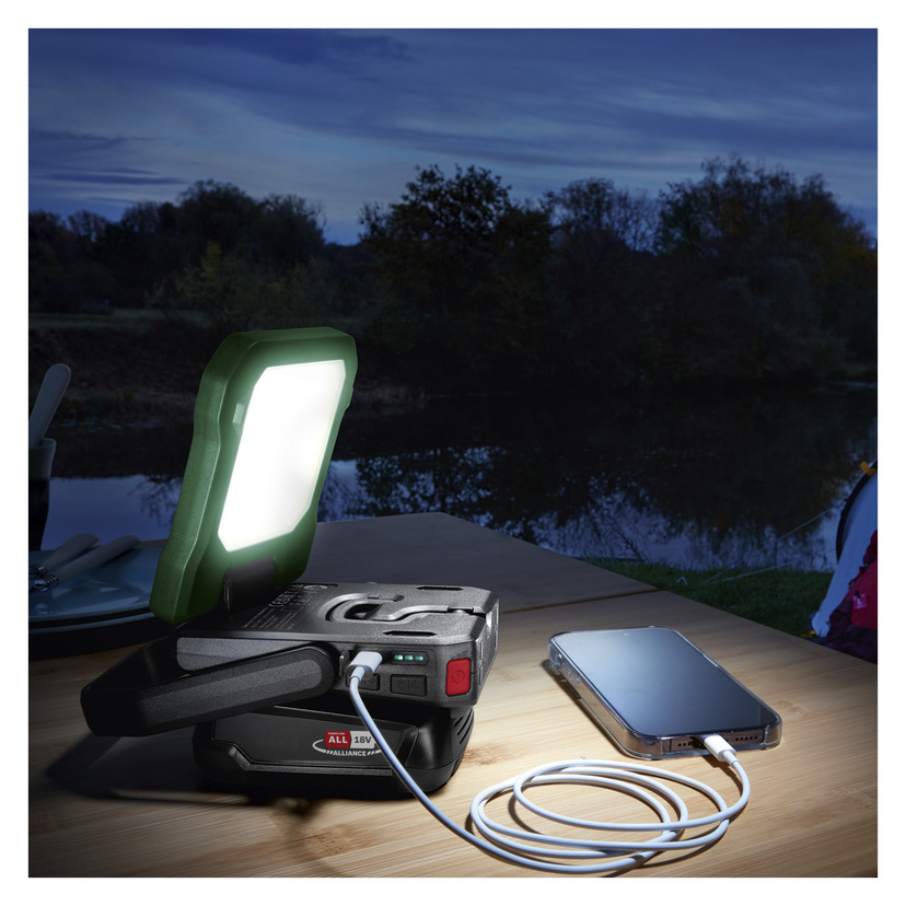 Batteridrevet arbeidslampe 18 V 400 lm