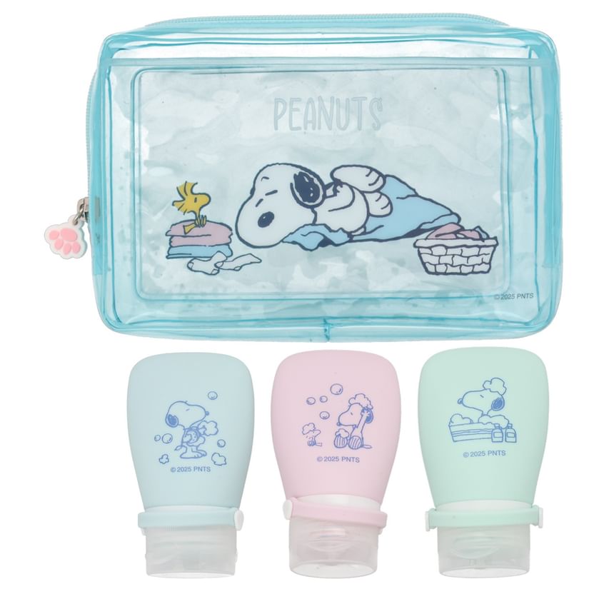 SHOBIDO - Snoopy siliconen reisknijpflesset met zakje