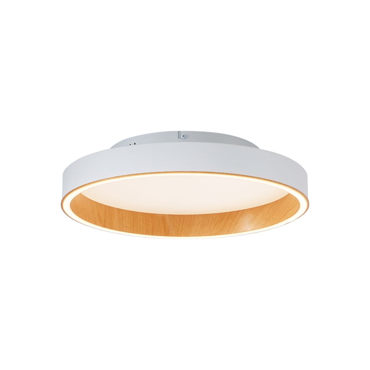 Design plafondlamp wit met hout 40cm incl. LED 3-way switch - Ingo
