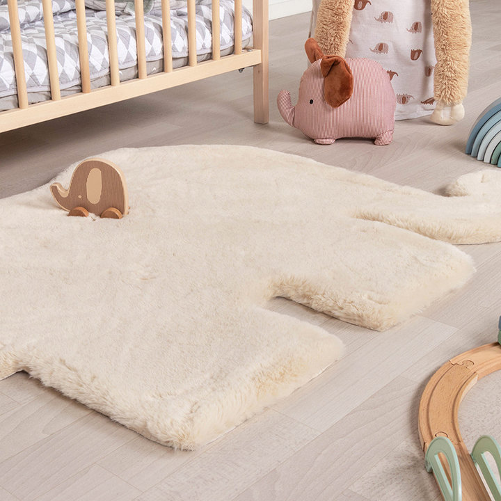 Kindervloerkleed - Huggy Olifant Creme | Super fluffy!