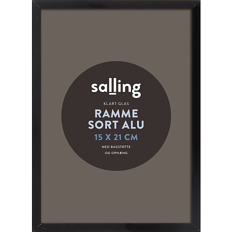 Sort ramme m. glas - 15x21 cm