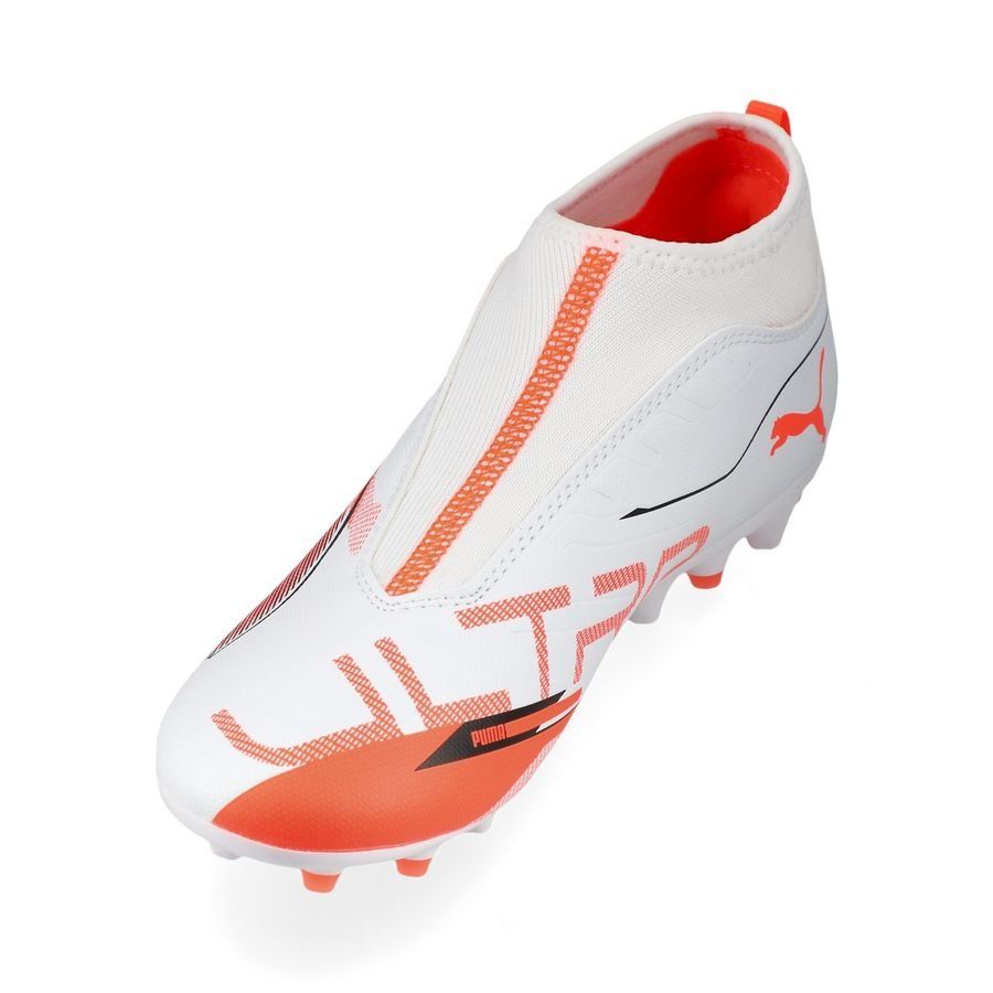 PUMA Ultra 5 Match   Laceless MG Unlimited - Blanc/Noir/Glowing Red Enfant