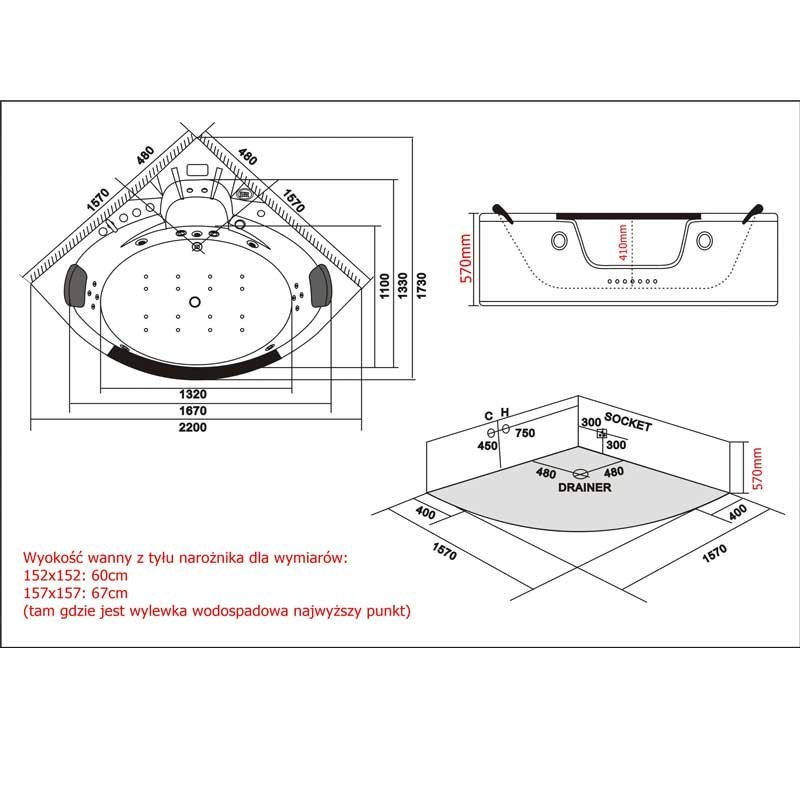 Plazan Orino whirlpool 152x152cm