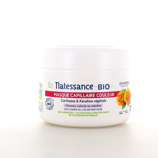 Masque cheveux colorés Carthame Bio & Kératine Végétale Natessance