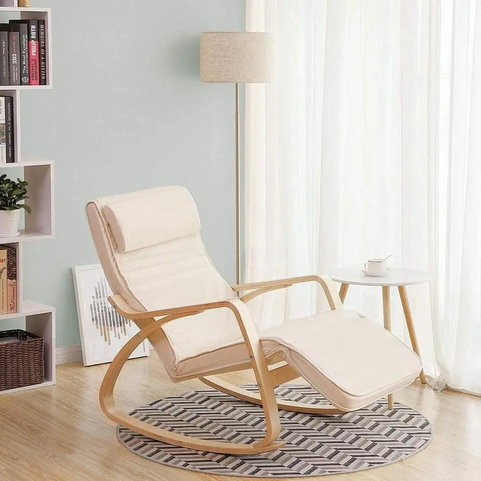 Schommelstoel - Relaxstoel - Verstelbaar 5 standen - Beige