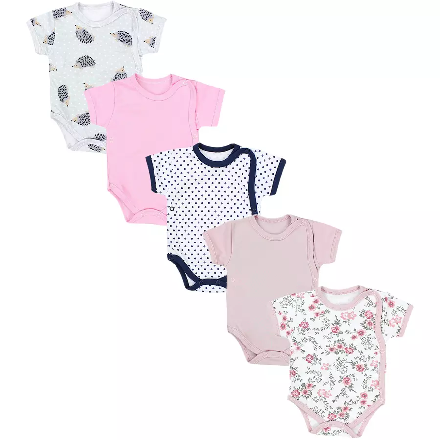 TupTam Baby Mädchen Kurzarm Wickelbody 5er Set altrosa