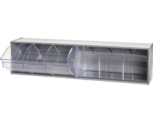 Transparant magazijn 2x 3-voudig 600 mm grijs Multistore