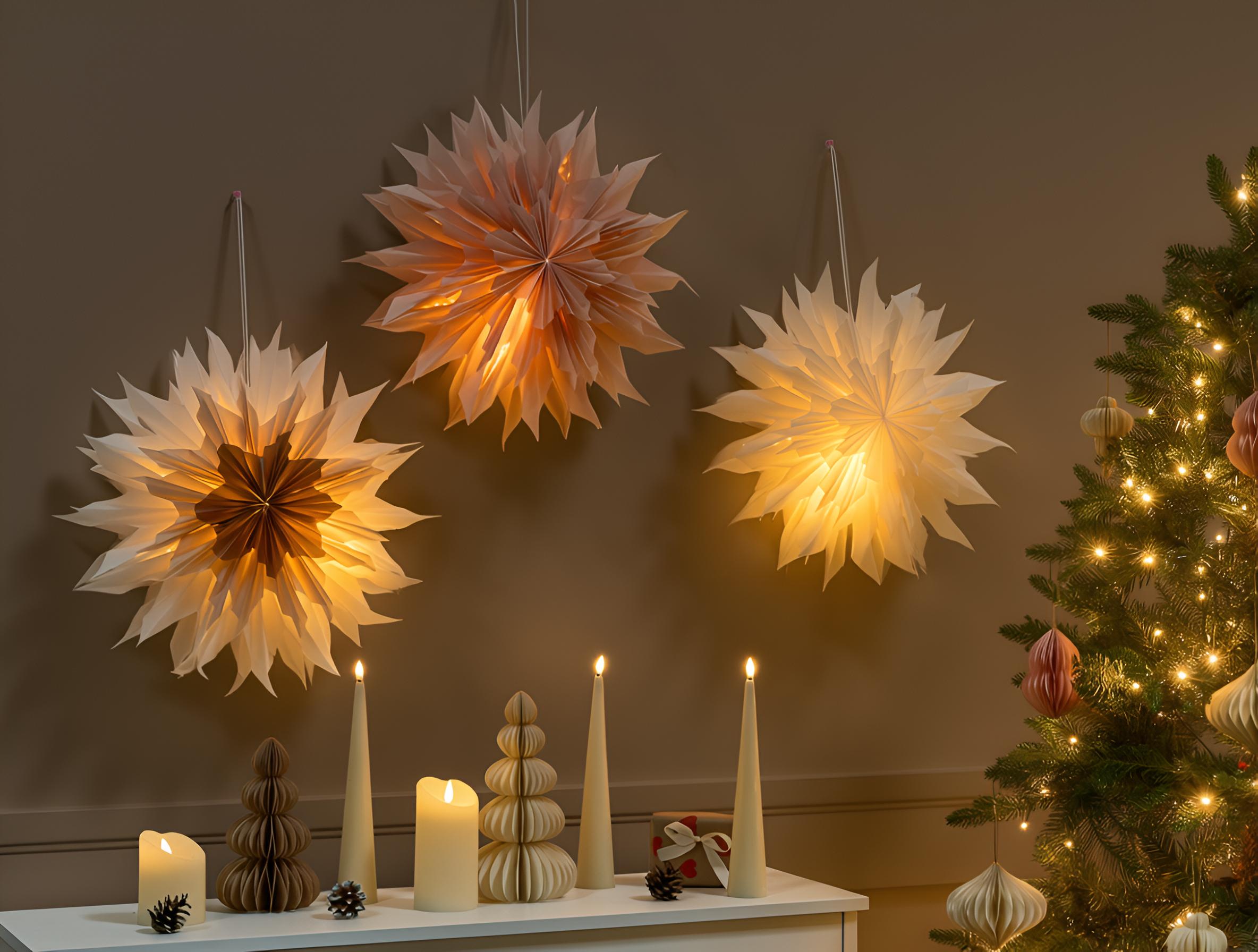 Set van 3 hangende decoraties LED FORSAN Ster 41 cm Meerkleurig