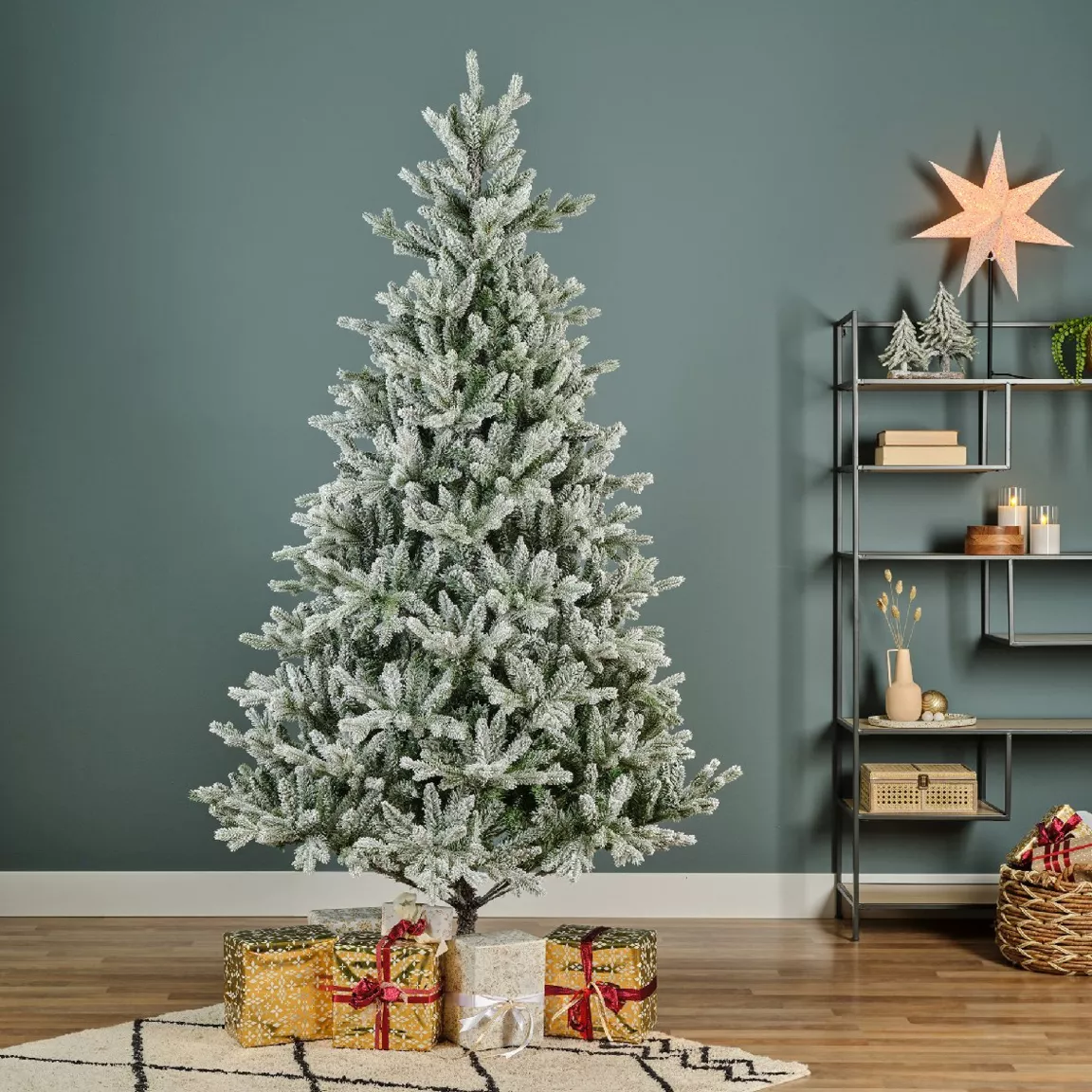 Sapin artificiel de Noël Allix H150 cm Vert enneigé