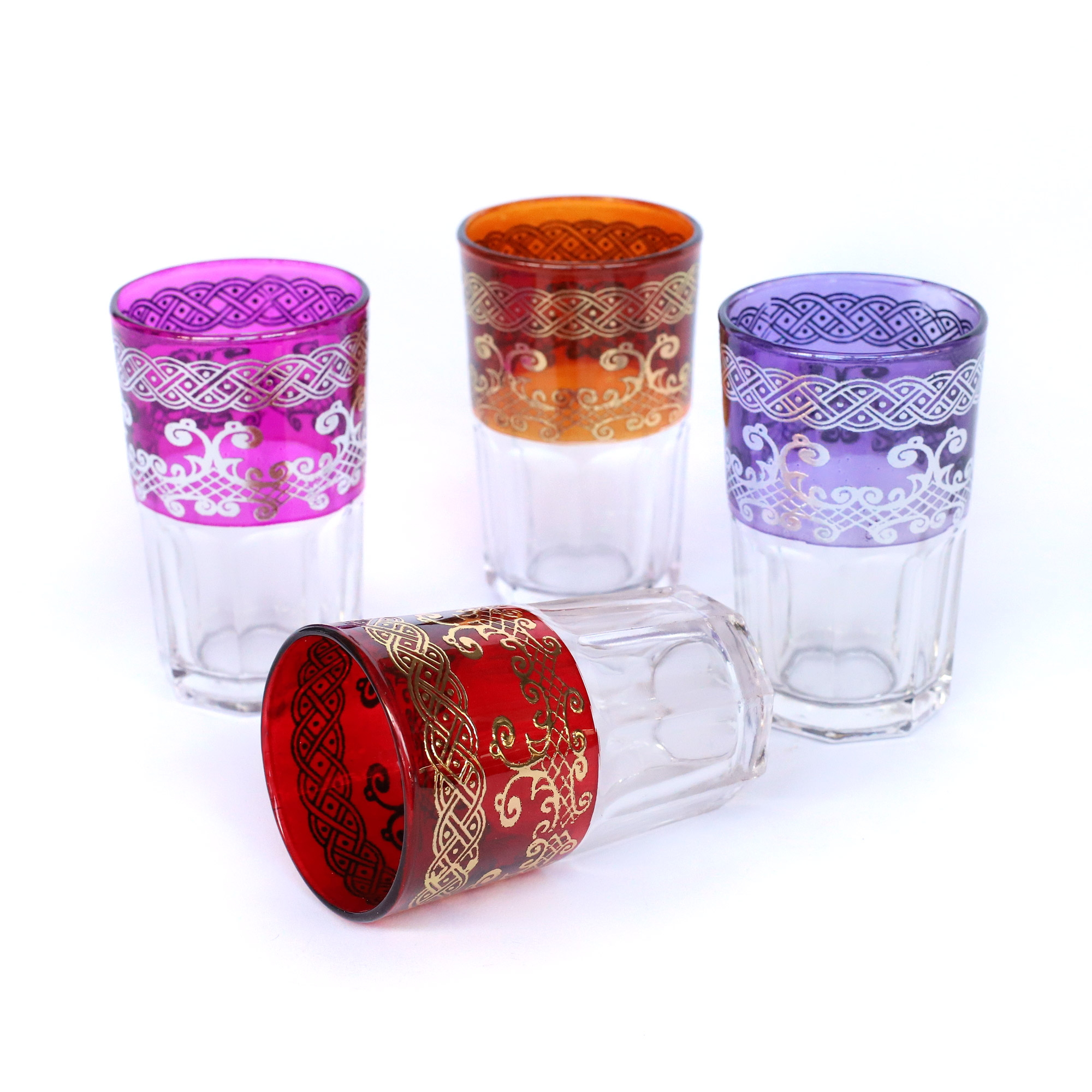 Teeglas 'Selsla' lila-silber, H 9 cm, Ø 5,5 cm zu 4,80