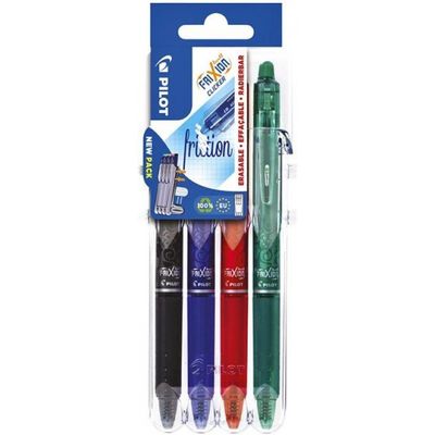 Pilot FriXion Ball Clicker - 4 Rollers effaçables - couleurs assorties