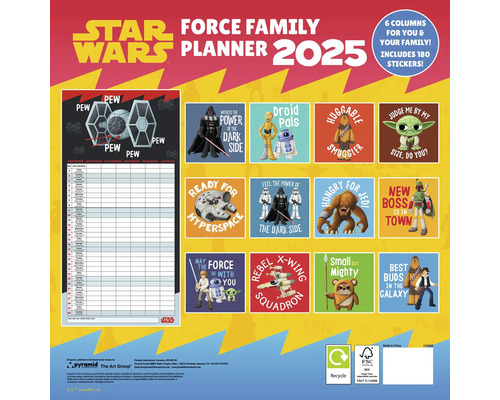 Star Wars Familieplanner, 6 kolommen, 2025, 30x30 cm