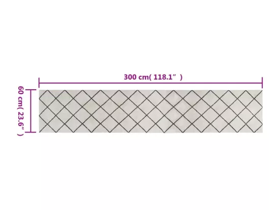 Tapis de cuisine lavable impression carrée 60x300 cm velours