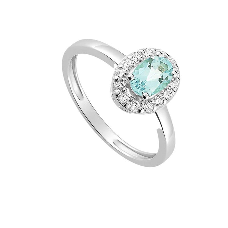Bague femme - aigue marine - Or 18 Carats