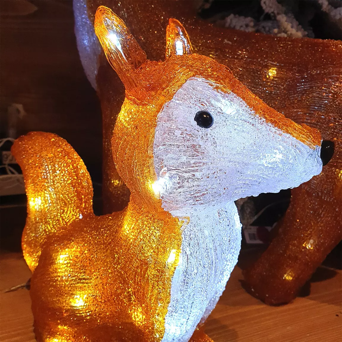 Renard lumineux à piles 30 LED (H28 cm) Martin Blanc froid
