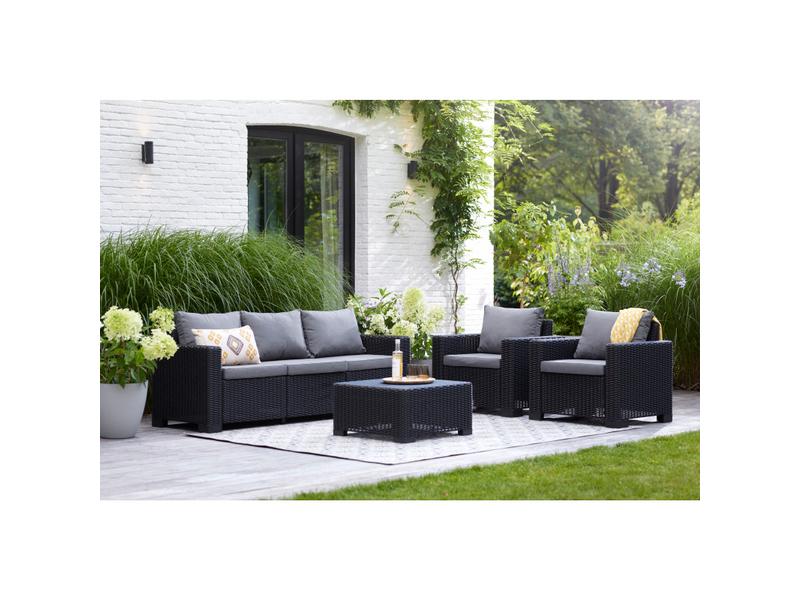 AlliBERT California 3er Sofa, Graphit, inkl. Kissen Outdoor-Sofa