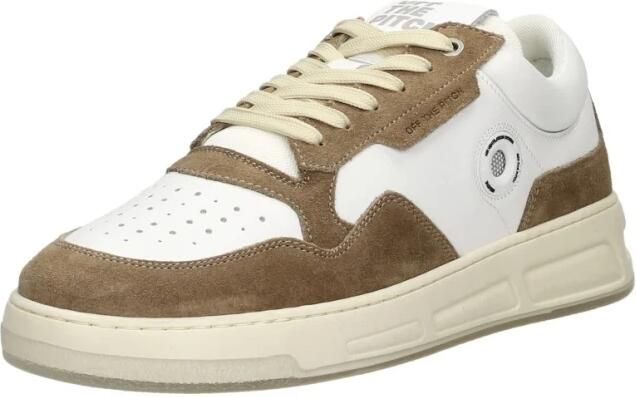 Off The Pitch Witte leren sneaker met suède overlays
