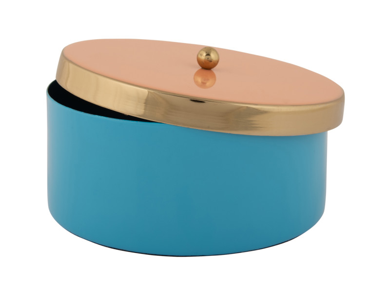 Storage Box Double Funky Medium PT4253BL Aqua blue & peach orange