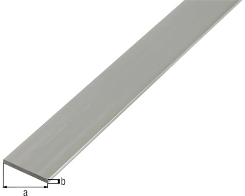 Platte staaf, natuurlijk aluminium, 40x2 mm, 2,6 m