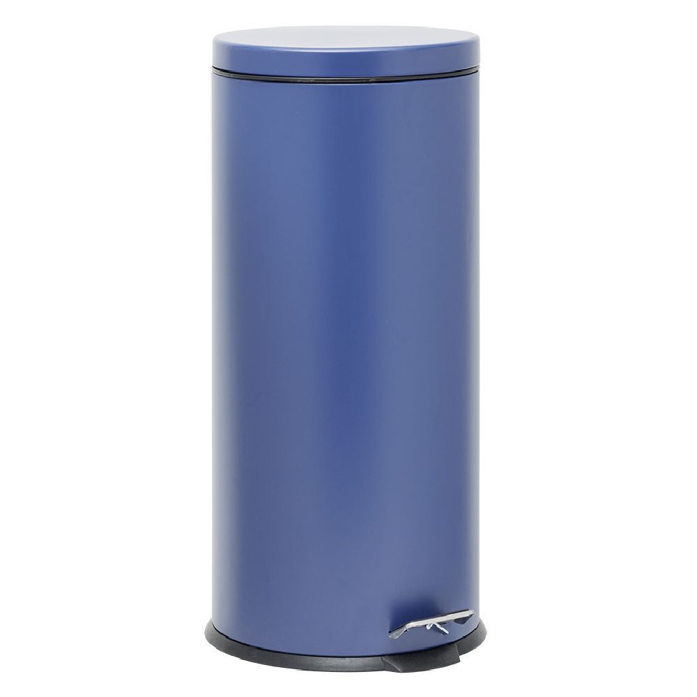 Poubelle ronde à pédale métal Bleu 30l