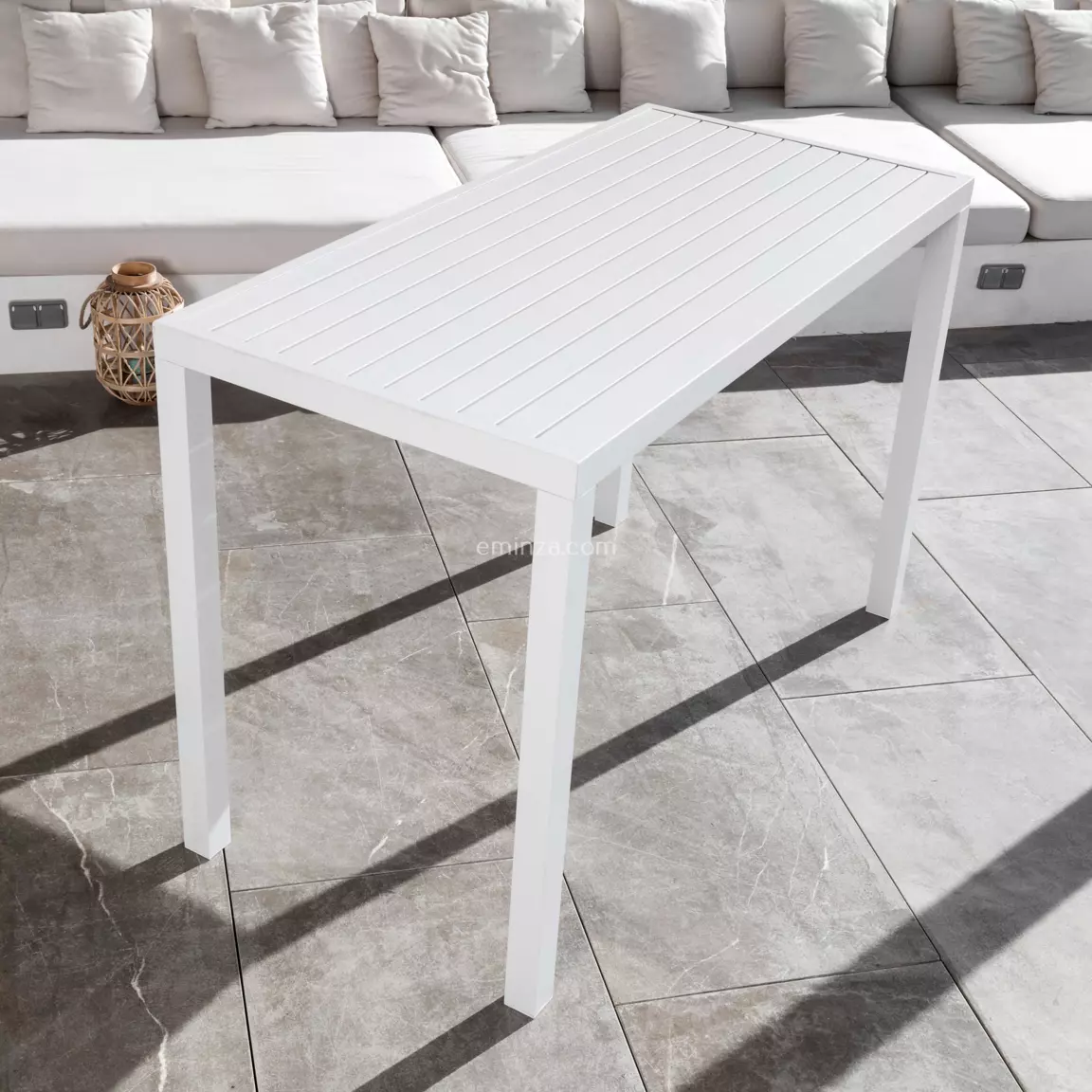 Table de jardin haute en aluminium 6 places (160 x H105 cm) Murano Blanc