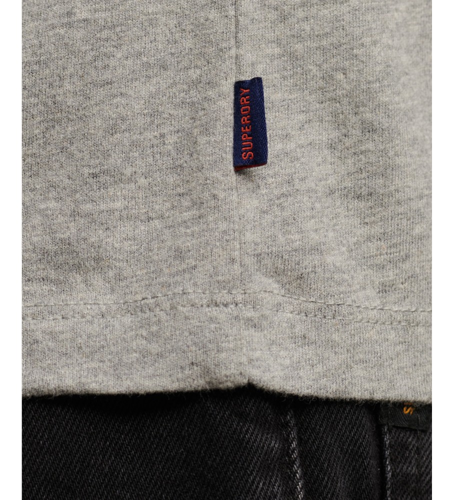 Camiseta Superdry Essential Ringer de algodão orgânico com logo, cinza
