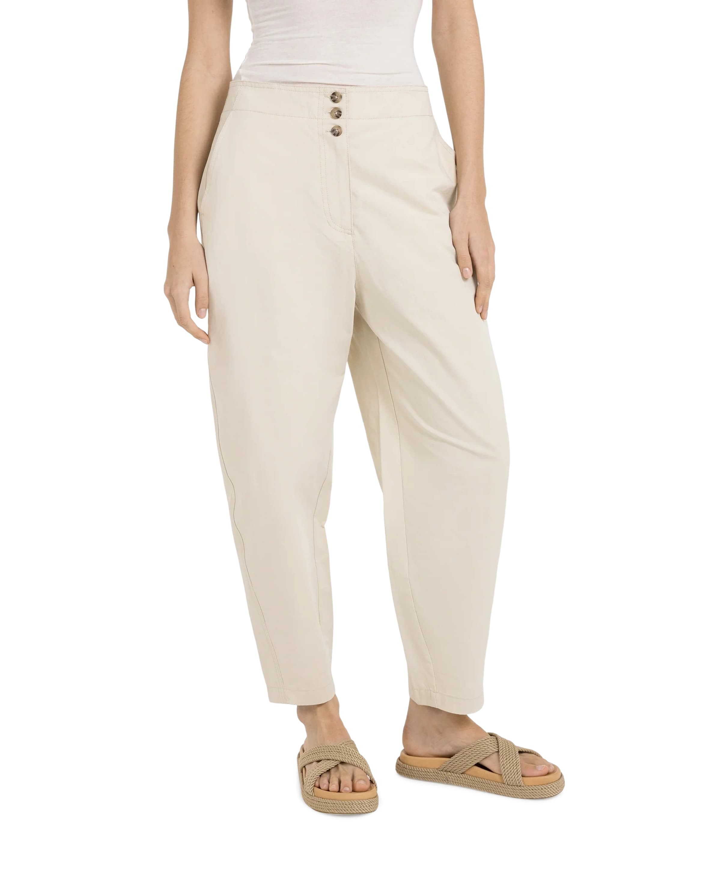 YAYA High waist barrel leg trousers dames broek beige