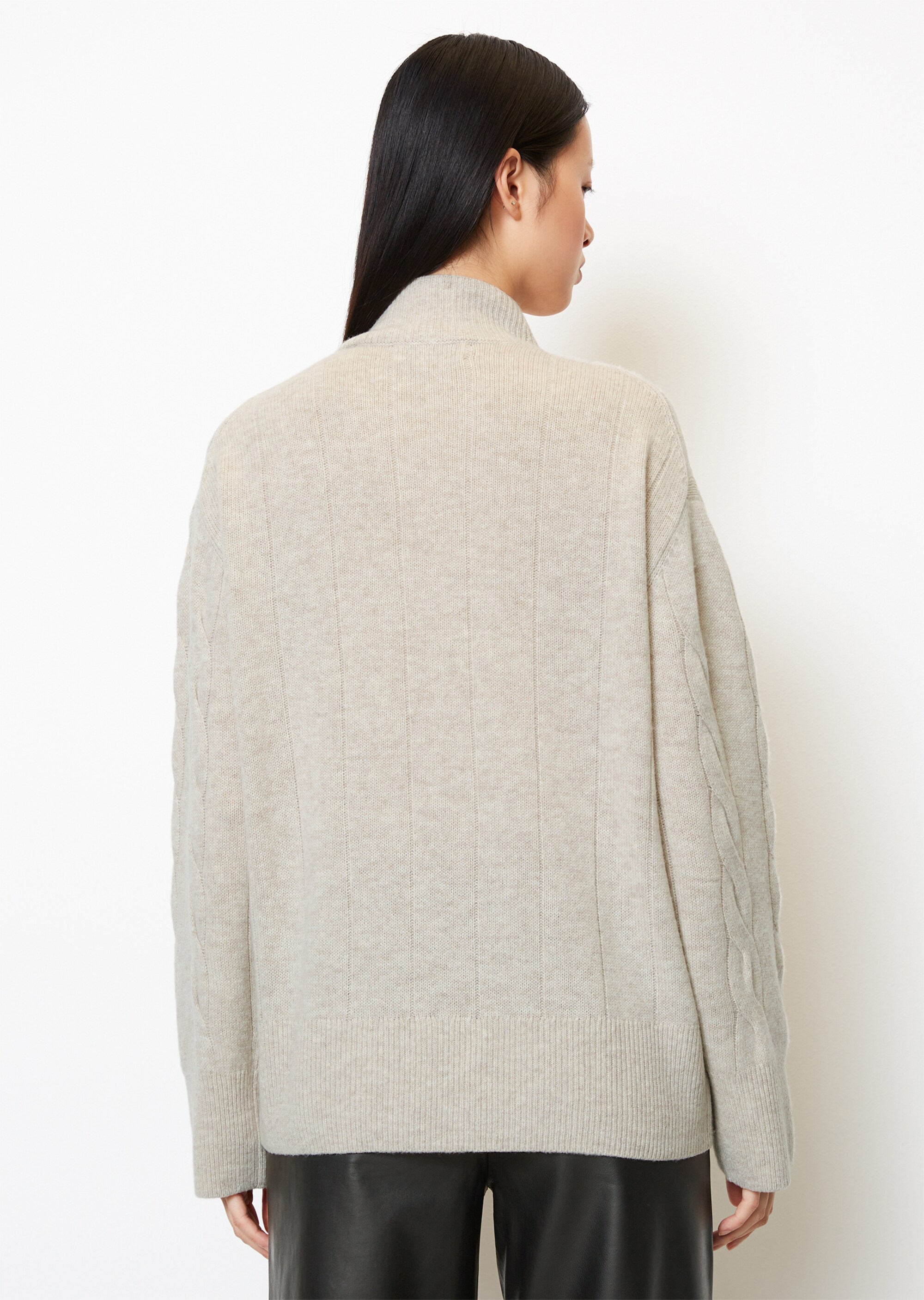 Zopfmuster-Pullover oversize aus Schurwolle-Kaschmirwolle-Mix