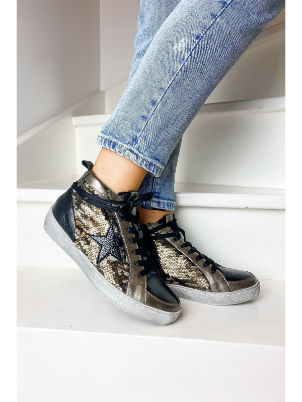 Sneakers Brittany Mix Sequins Bronze - Reqins