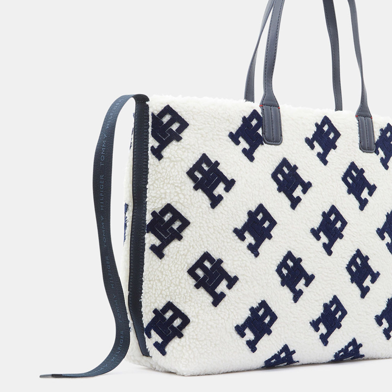 Tommy Hilfiger Sac cabas Iconic teddy blanc/bleu marine - 34x48x15 cm