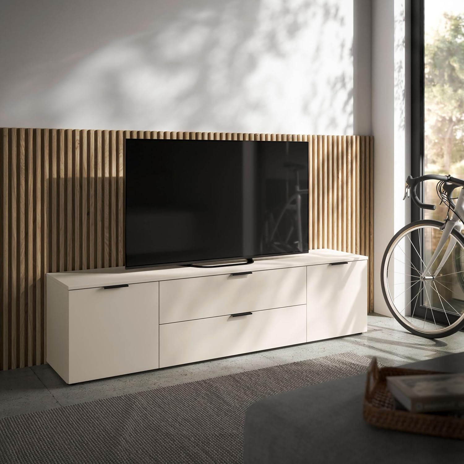 LINZ TV-Lowboard in Kaschmir - Moderner Fernsehschrank mit Schubladen und viel Stauraum - 180 x 47 x 40 cm (B/H/T)