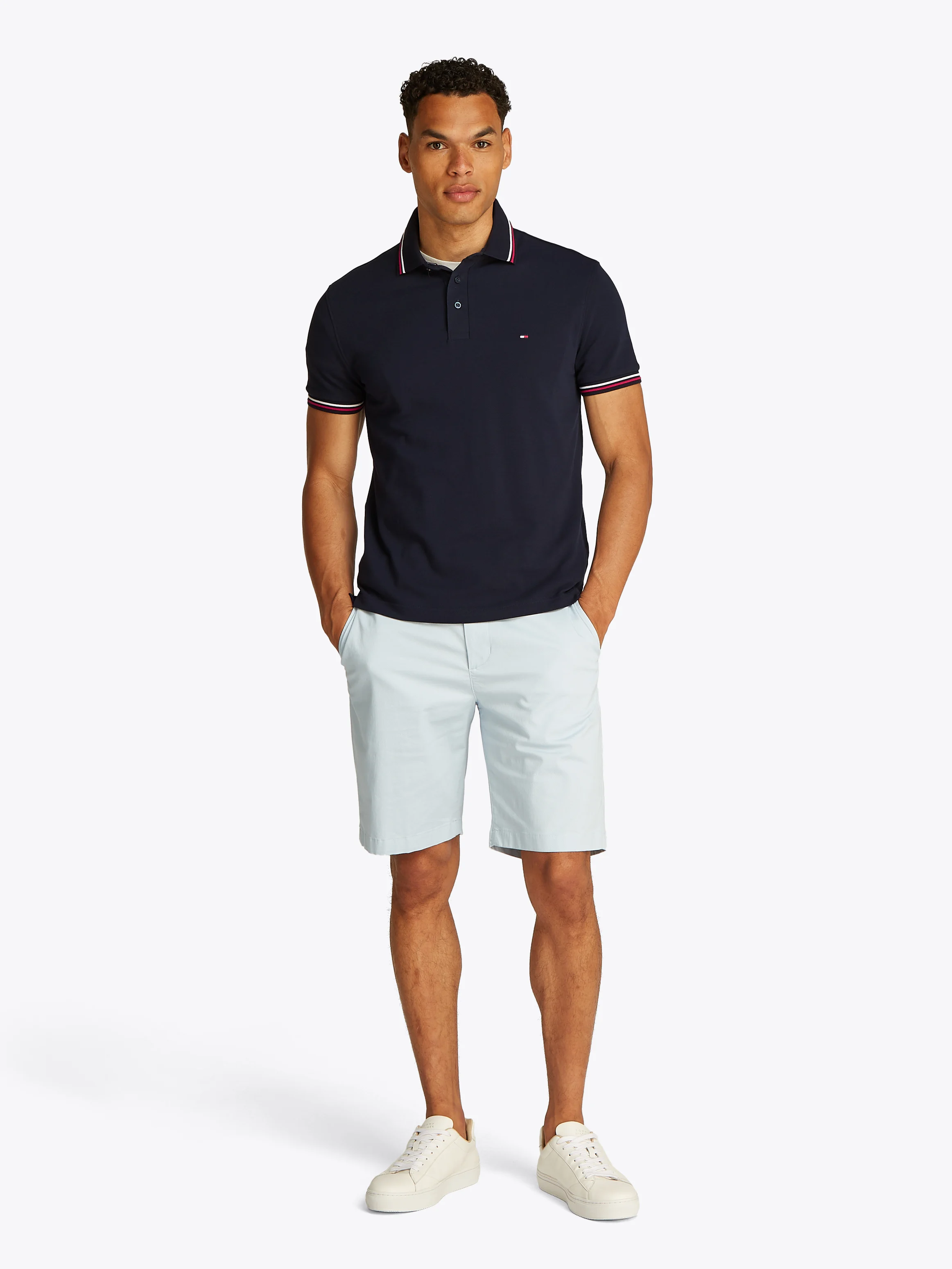 Polo droit en coton bio mélangé | Bleu