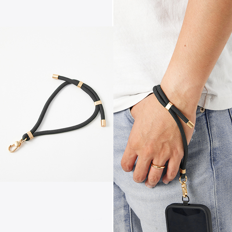 (160cm/50cm) 2in1 Universal Necklace Handykette Lanyard   Phone Charms Handgelenkschlaufe - Schwarz