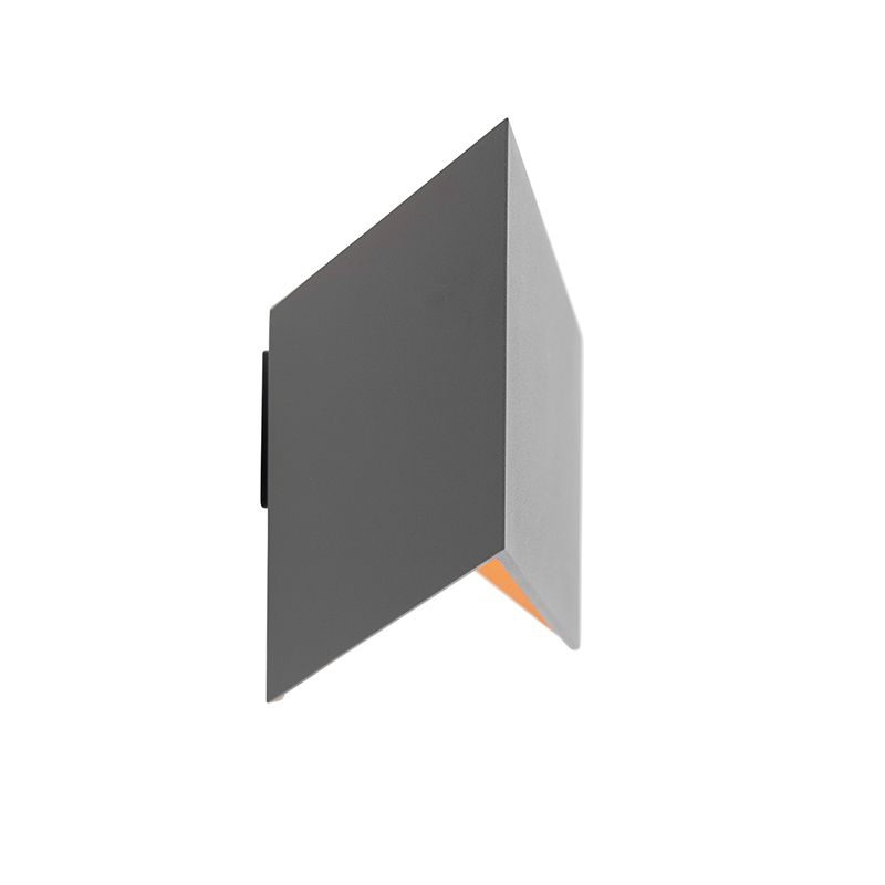 Design wandlamp grijs met koperen binnenkant - Fold