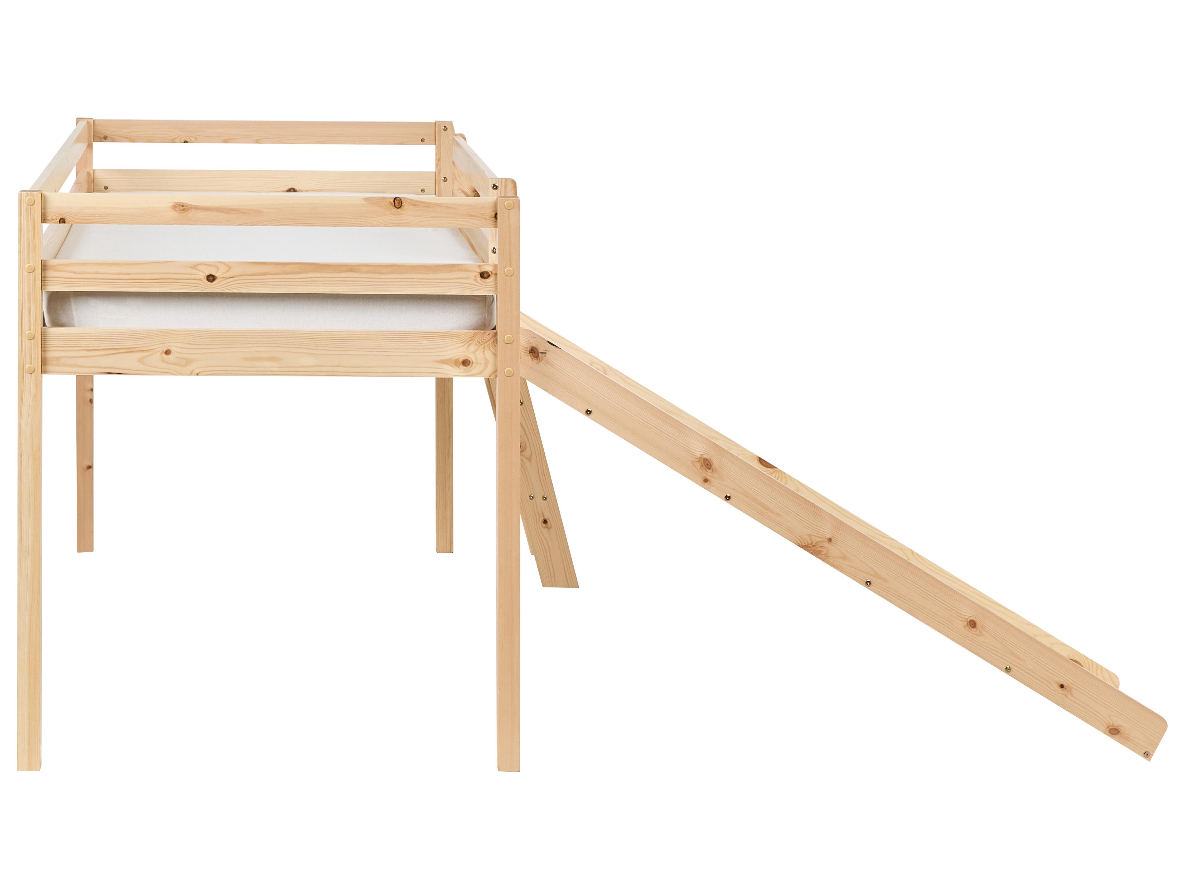 Verhoogd bed Dennenhout STAPLE 90 x 200 cm met glijbaan Lichtbruin