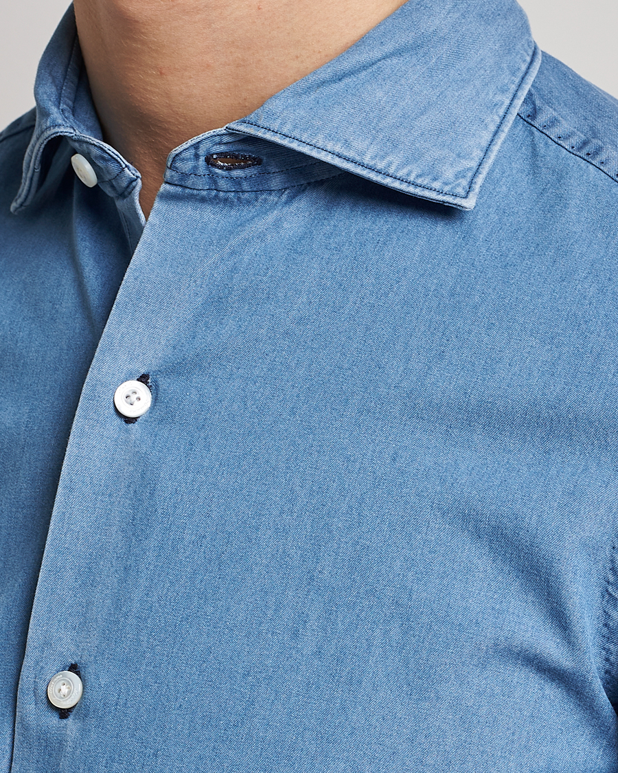 Finamore Napoli Milano Slim Denim Shirt Light Indigo