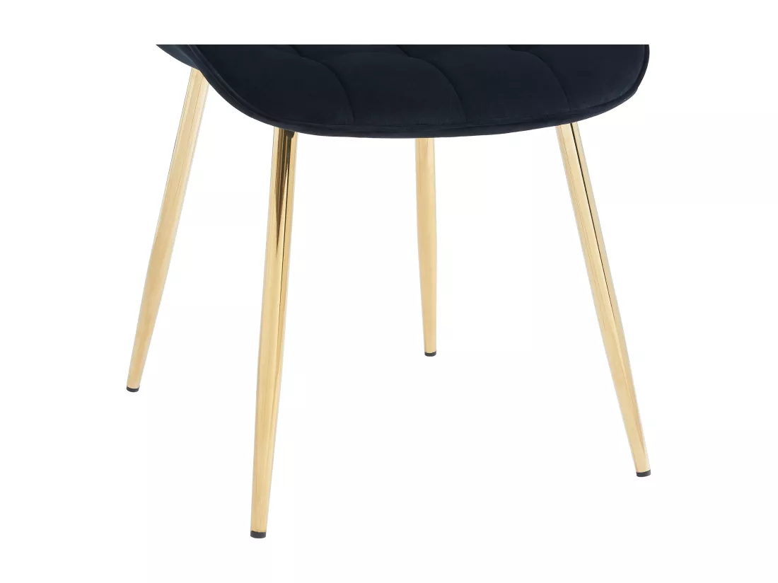 Lot de 6 chaises matelassées en velours et métal doré - Noir - OLLUA